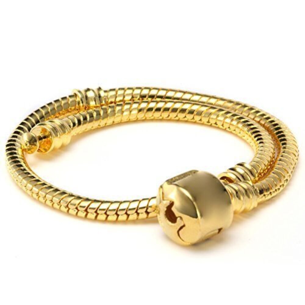 2456 10pcs 9" Gold Color Clasp European Snake Chain Charm Bracelet fit